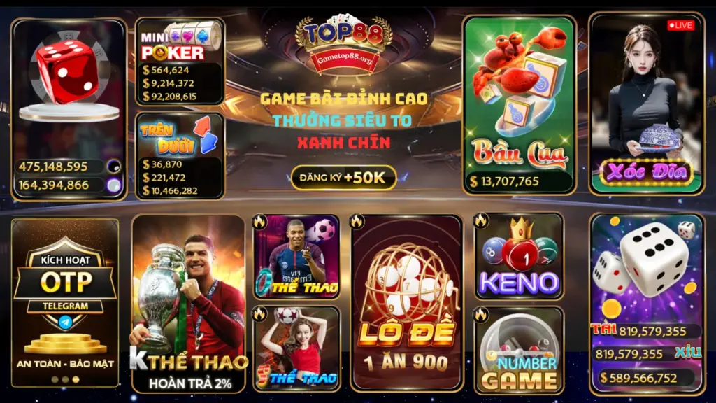 TOP88 cung cấp các thể loại game cá cược đa dạng